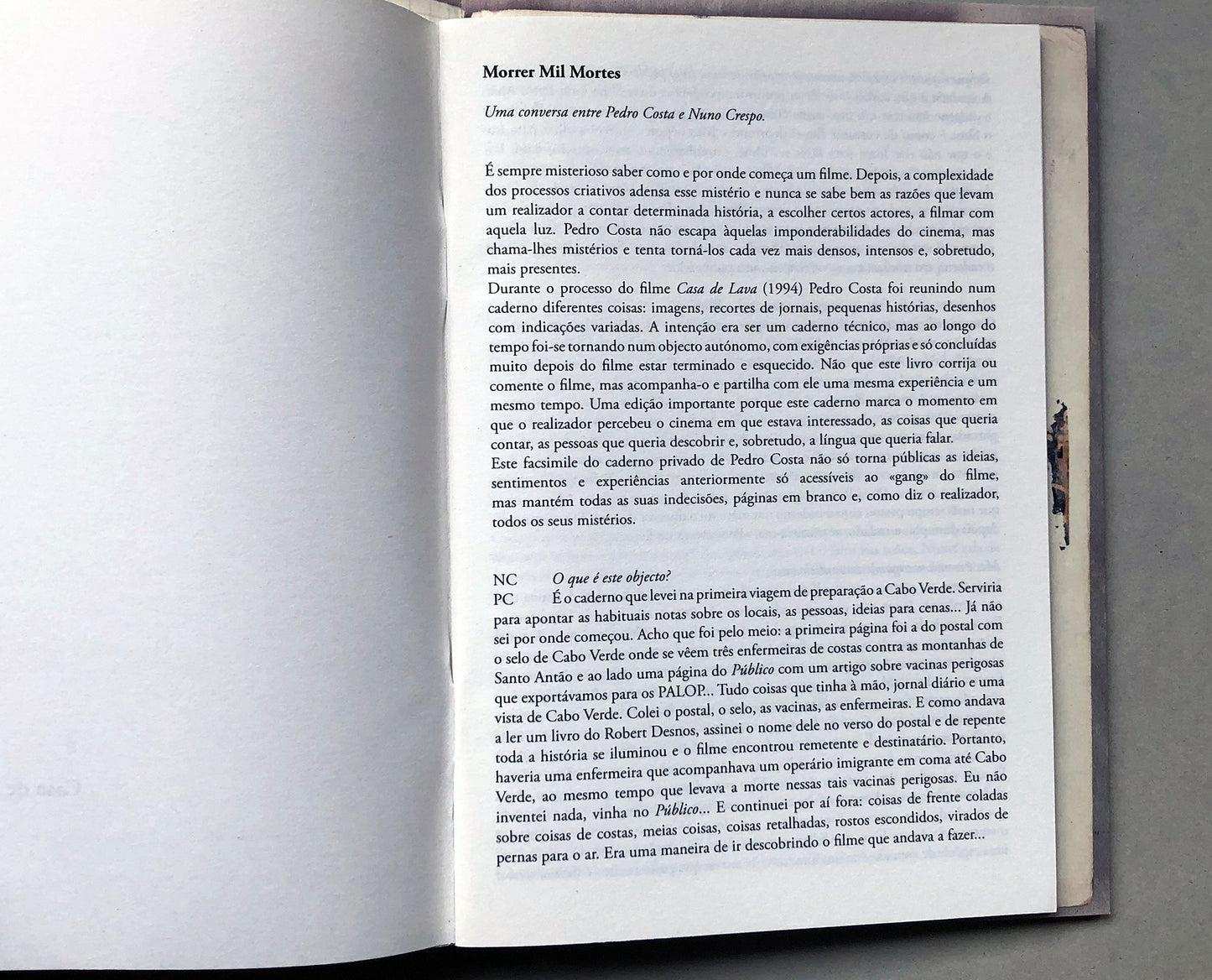 Casa de Lava - Caderno by Pedro Costa